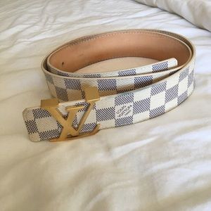 Authentic Louis Vuitton Damier Belt - White, Grey